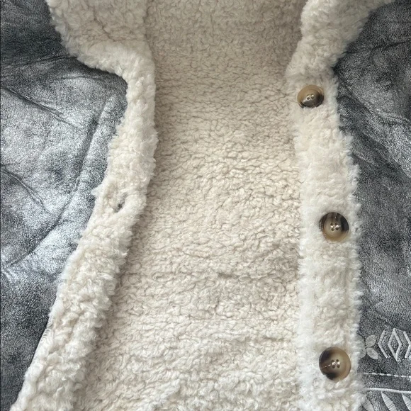 NKN Nekane Gaia Silver Faux Leather Embroidered Aviator Bomber Jacket Small - Picture 8 of 12